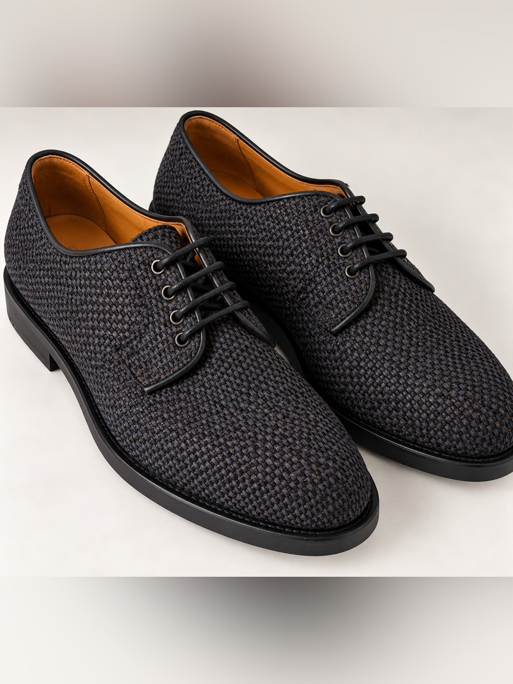 Aquatalia Placido Men’s Oxford Shoes Navy Woven Leather Size 9 NWOT Italian Quie